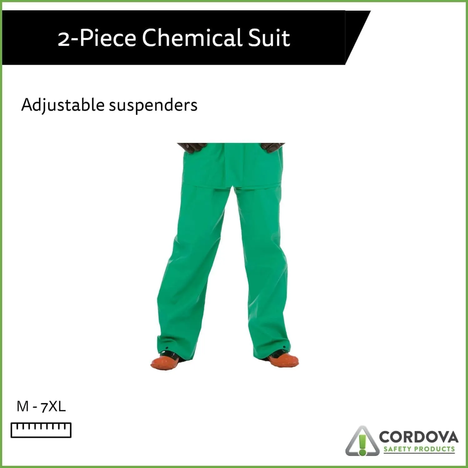 Cordova Unisex 1-pack Apex Fr .45 MM Green PVC/Nylon Scrim/PVC, 2-Piece Acid/Chemical Suit, Green, 7X-Large US