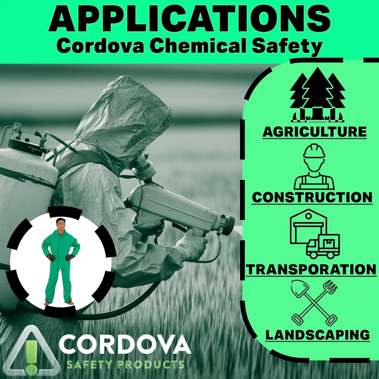 Cordova Unisex 1-pack Apex Fr .45 MM Green PVC/Nylon Scrim/PVC, 2-Piece Acid/Chemical Suit, Green, 7X-Large US