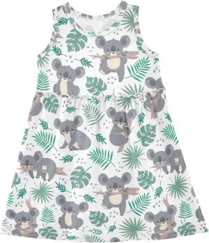 Corgi Tricolor Dog Cartoon Girls Dresses Casual Toddler Summer Dresses Outfits for Little Kids 2T-8Y