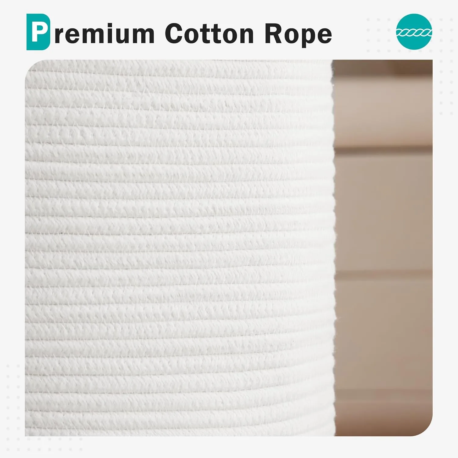 Cotton Rope Laundry Hamper by YOUDENOVA, 58L - Woven Collapsible Laundry Basket - Clothes Storage Basket for Blankets, Laundry Room Organizing, Bedroom Storage, Clothes Hamper – White