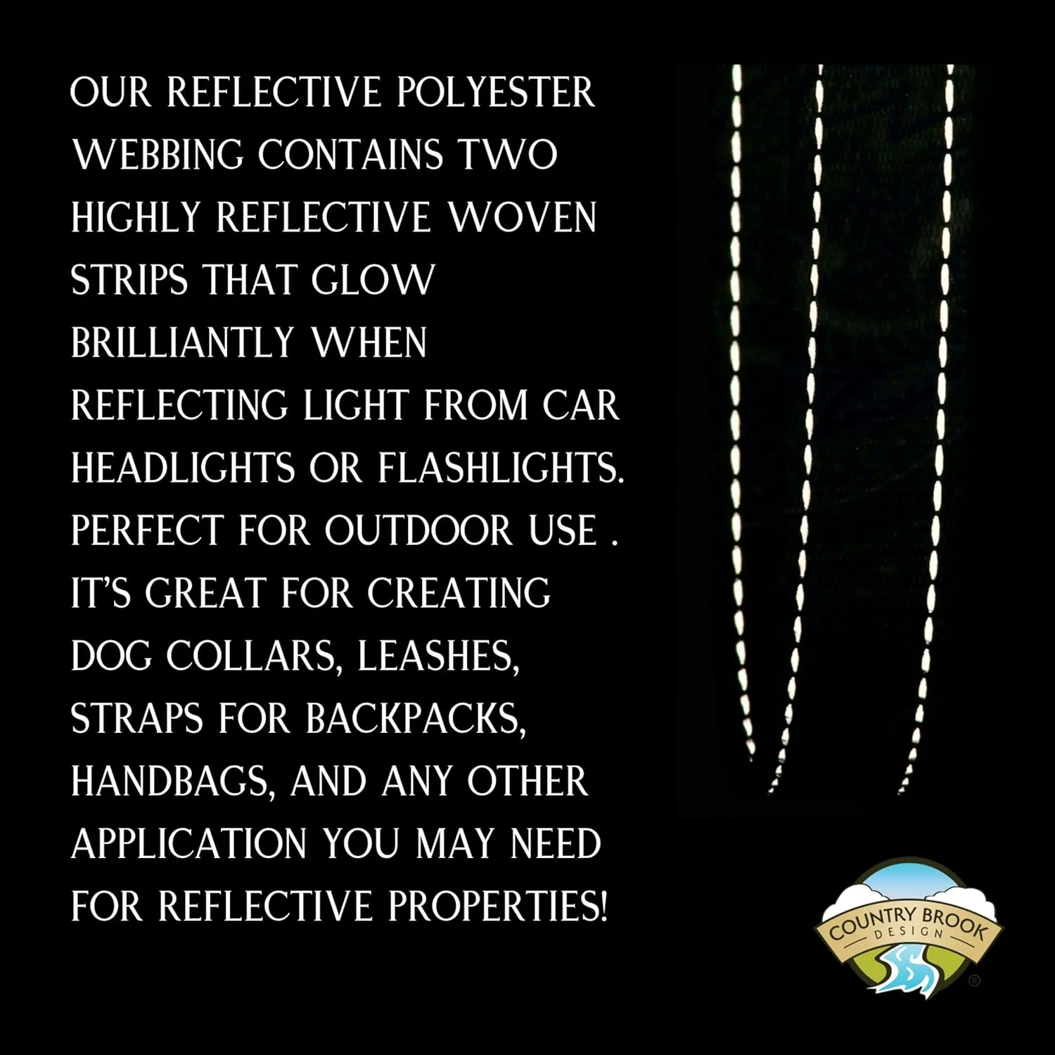 Country Brook Design - Flying Free Reflective Polyester Webbing