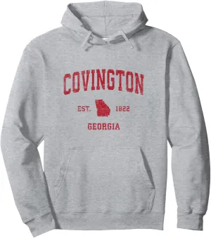 Covington Georgia GA Vintage Sports Design Red Print Pullover Hoodie