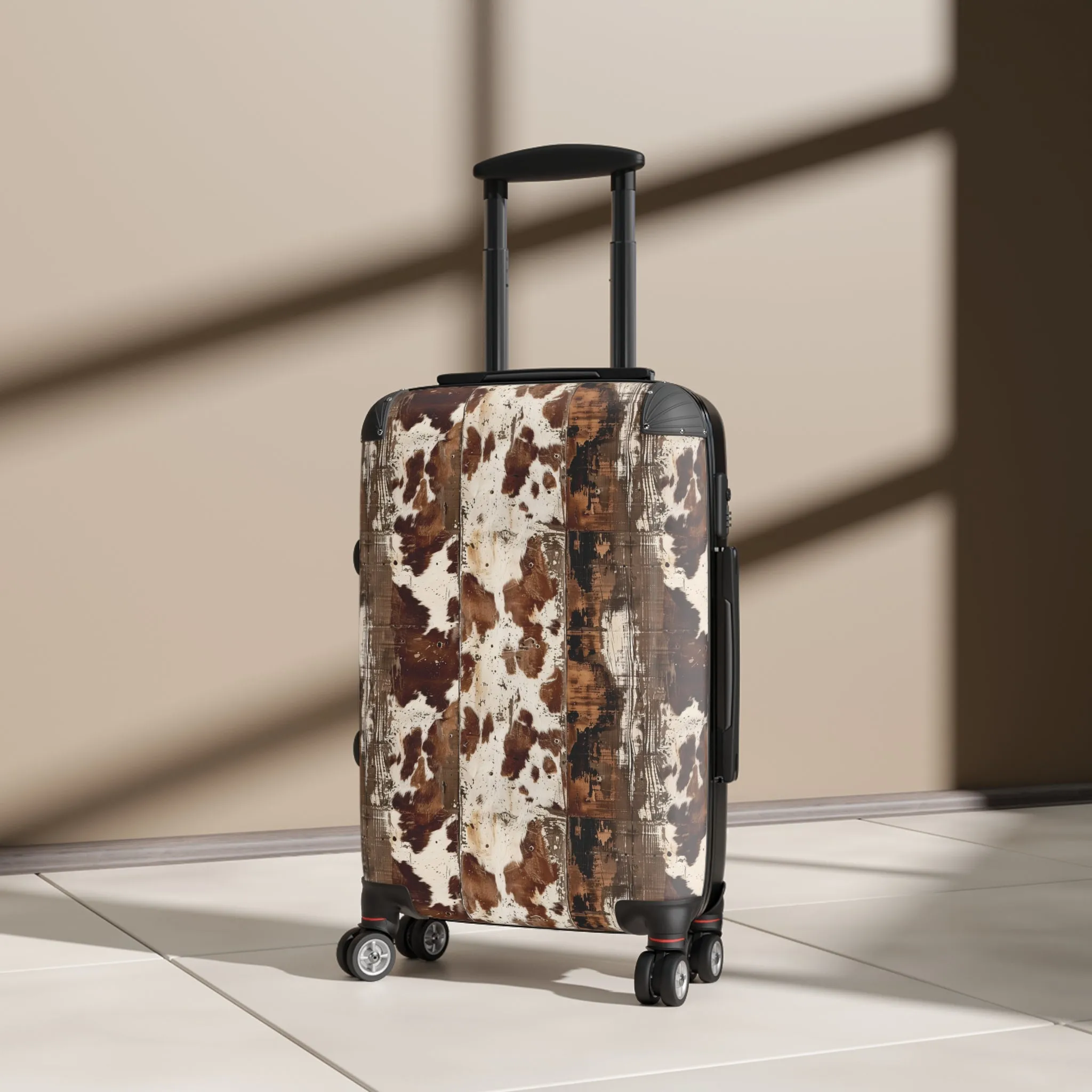 Cow Hide Barn Boards Suitcases Available in 3 Sizes (Small, Medium, & Large)