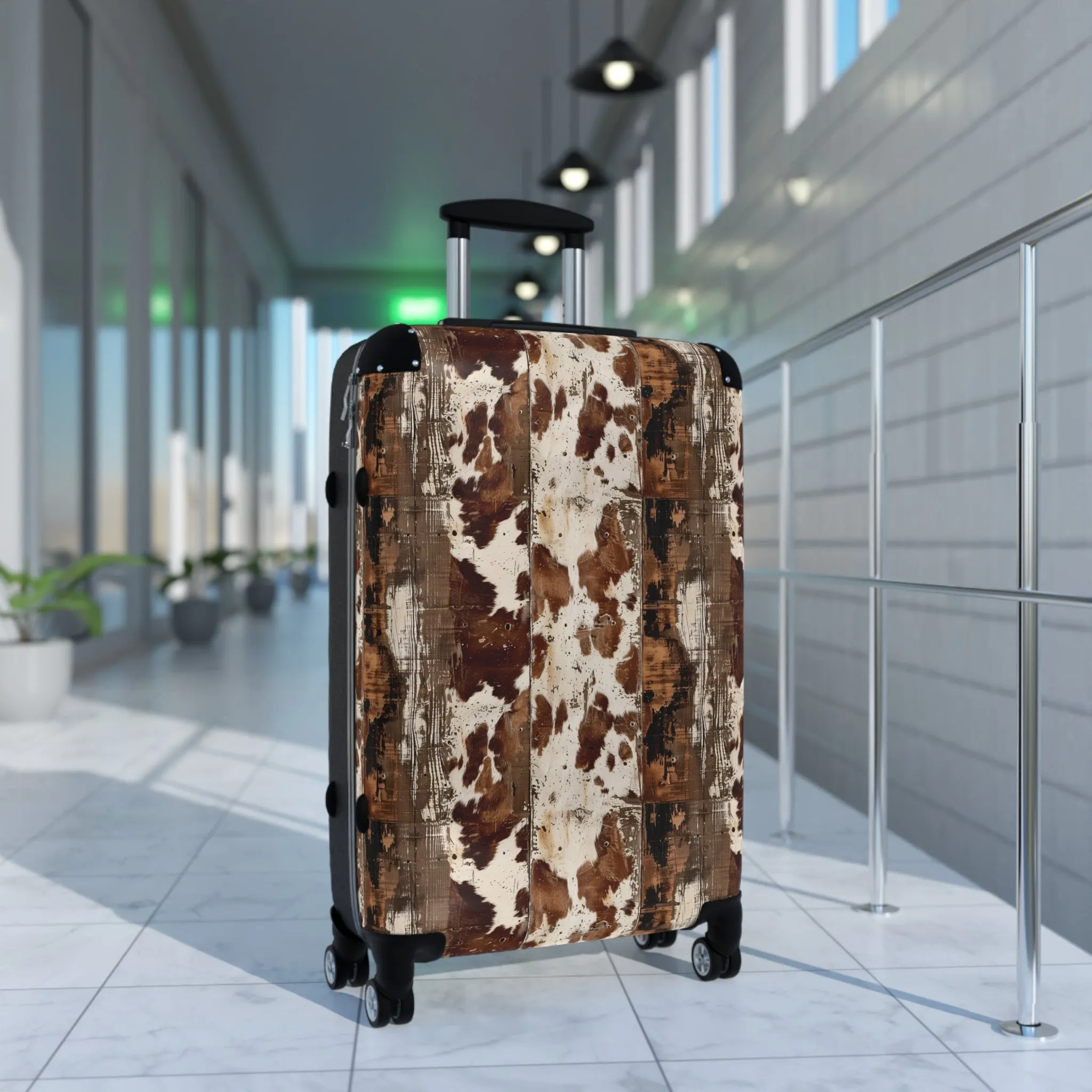 Cow Hide Barn Boards Suitcases Available in 3 Sizes (Small, Medium, & Large)