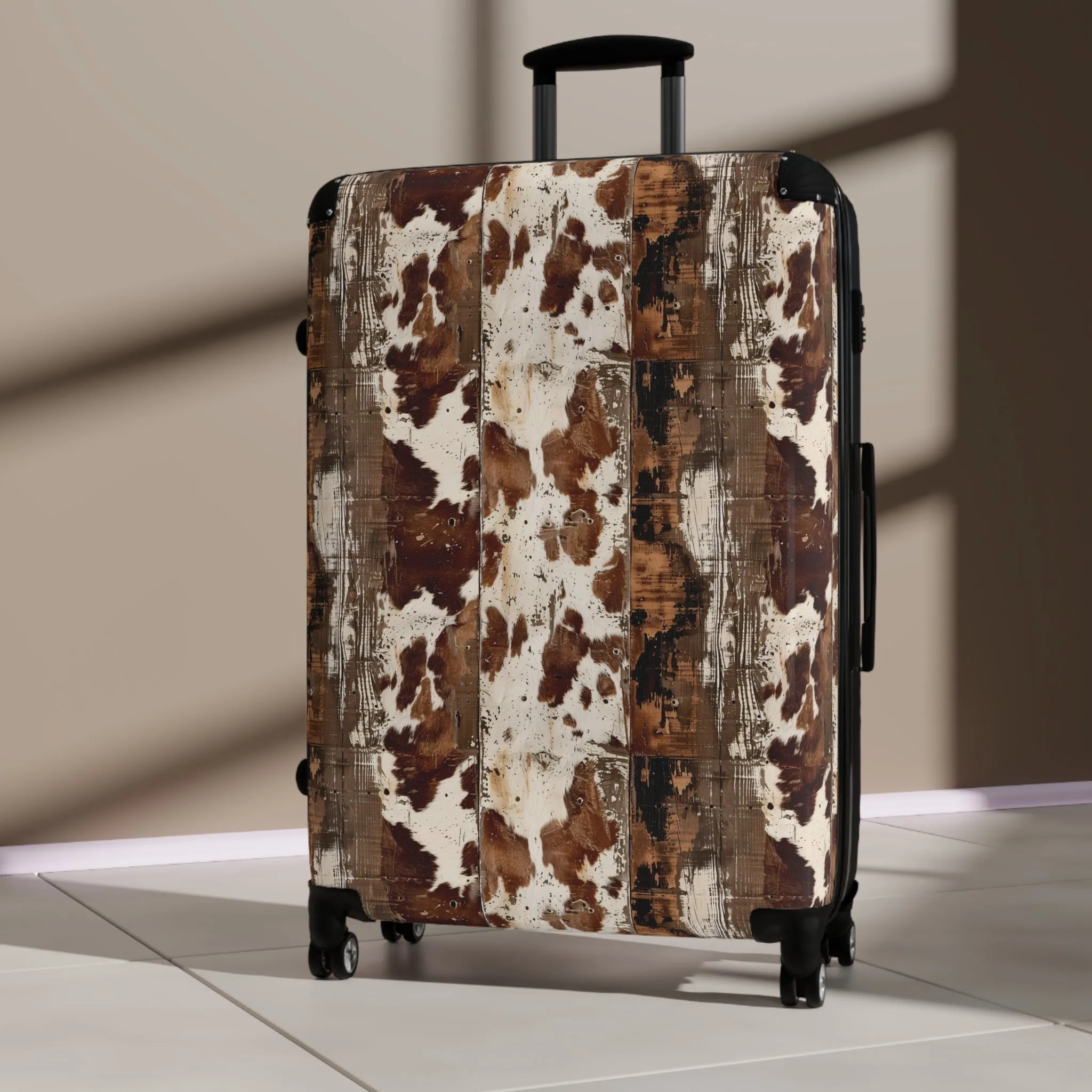 Cow Hide Barn Boards Suitcases Available in 3 Sizes (Small, Medium, & Large)