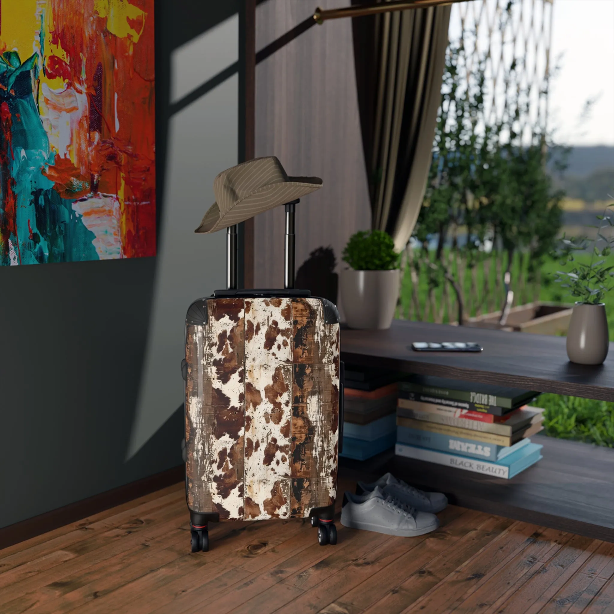 Cow Hide Barn Boards Suitcases Available in 3 Sizes (Small, Medium, & Large)