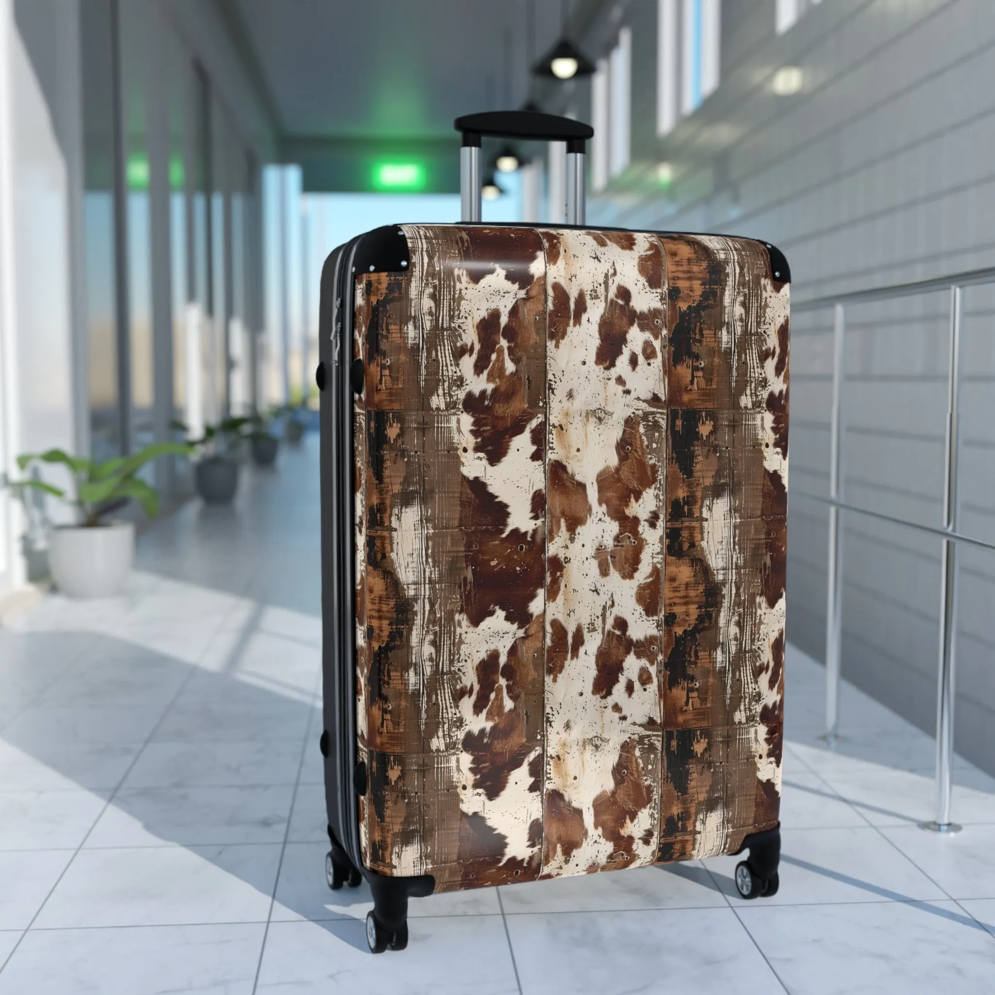Cow Hide Barn Boards Suitcases Available in 3 Sizes (Small, Medium, & Large)