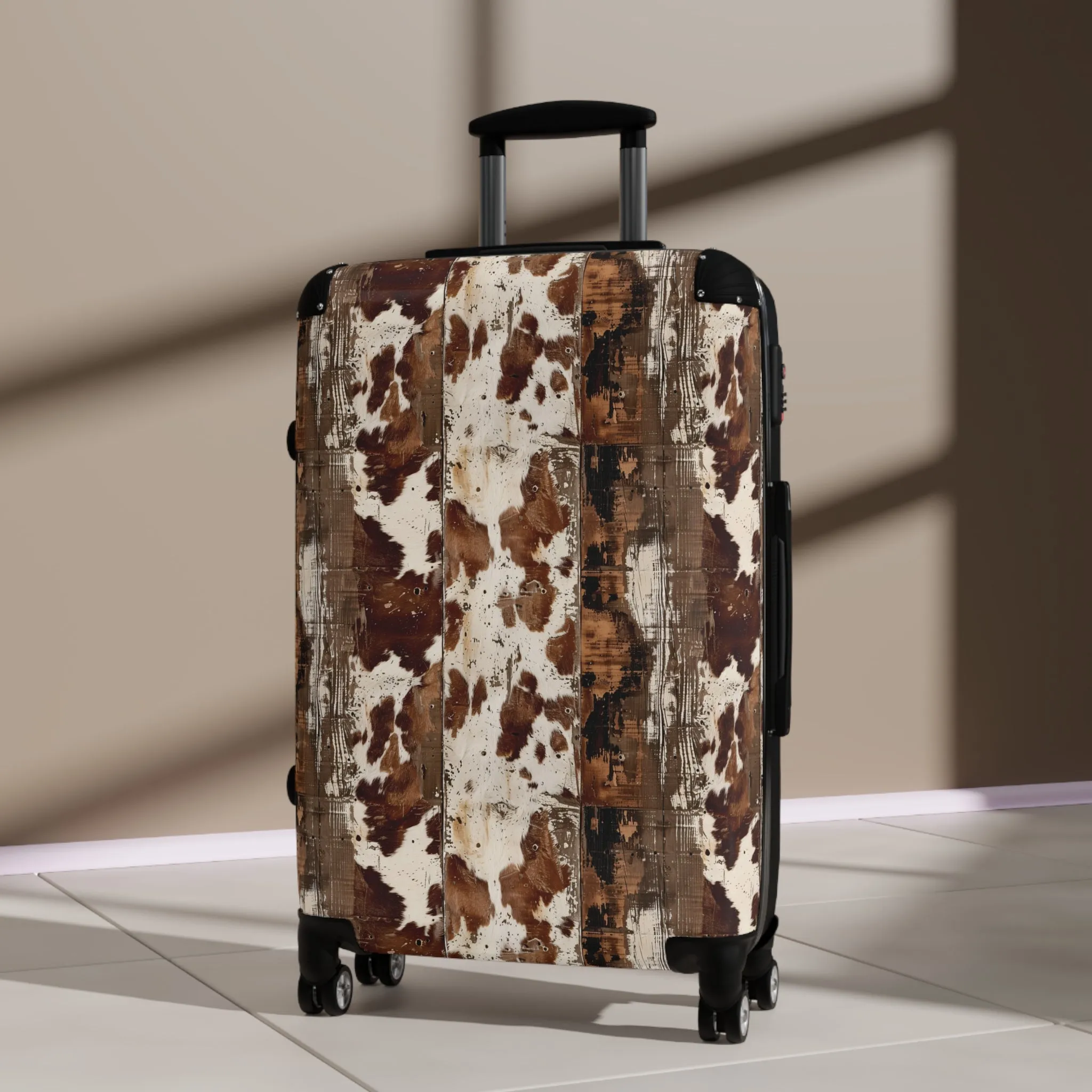 Cow Hide Barn Boards Suitcases Available in 3 Sizes (Small, Medium, & Large)