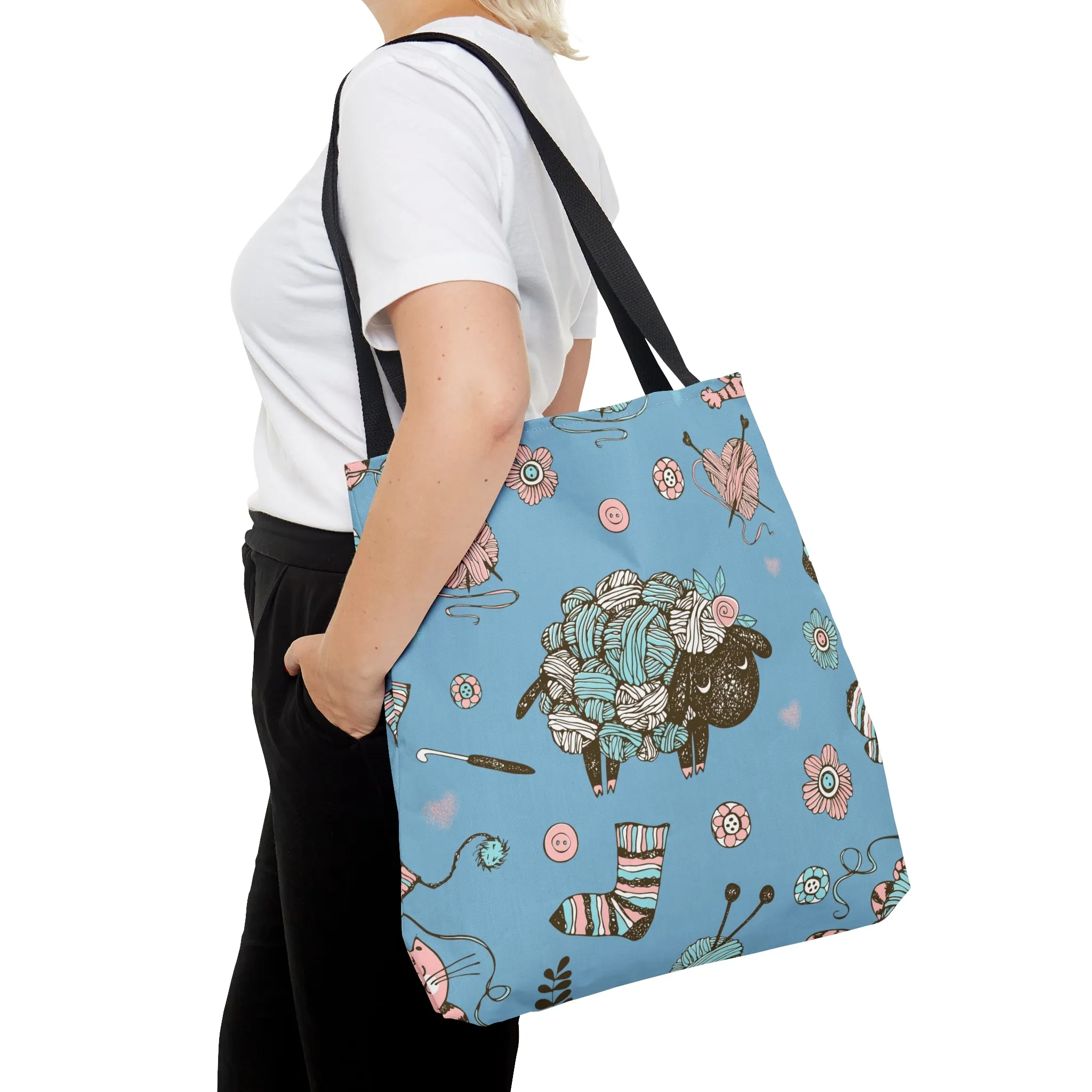 Craft, Crochet or Knitting Tote Bag, Yarn Storage Shoulder Bags, Gift for Knitter, Crafter, Grocery Shopping, School, Resusable, Travel Bag