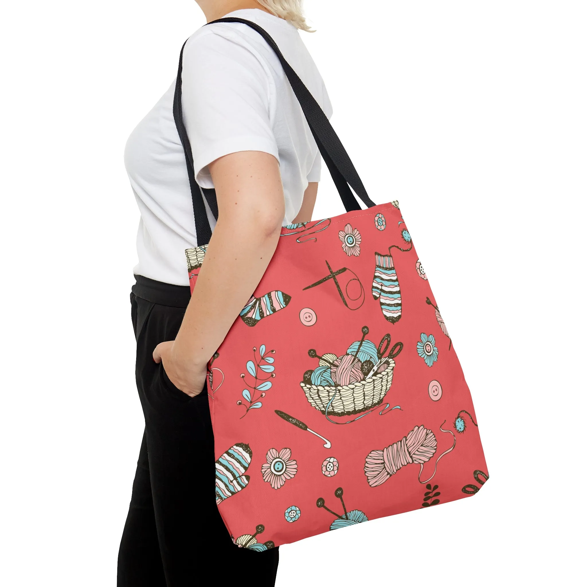 Craft, Crochet or Knitting Tote Bag, Yarn Storage Shoulder Bags, Gift for Knitter, Crafter, Grocery Shopping, School, Resusable, Travel Bag