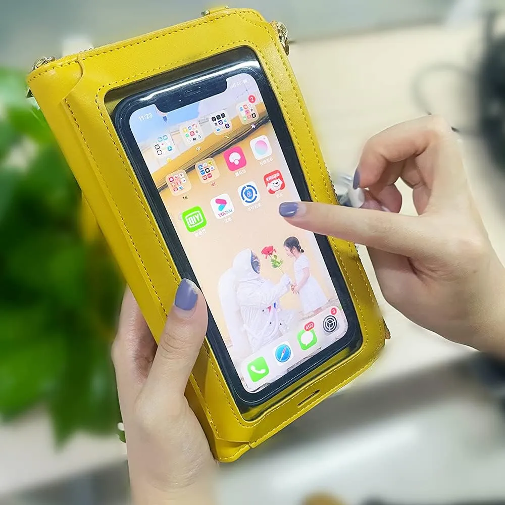 Crossbody Case for iPhone 11 / iPhone 11 Pro Max Wallet Case Touch Screen Cell Phone Purse with Credit Card Holder Adjustable Shoulder Strap Leather Handbag Clutch for Women Girls,Black