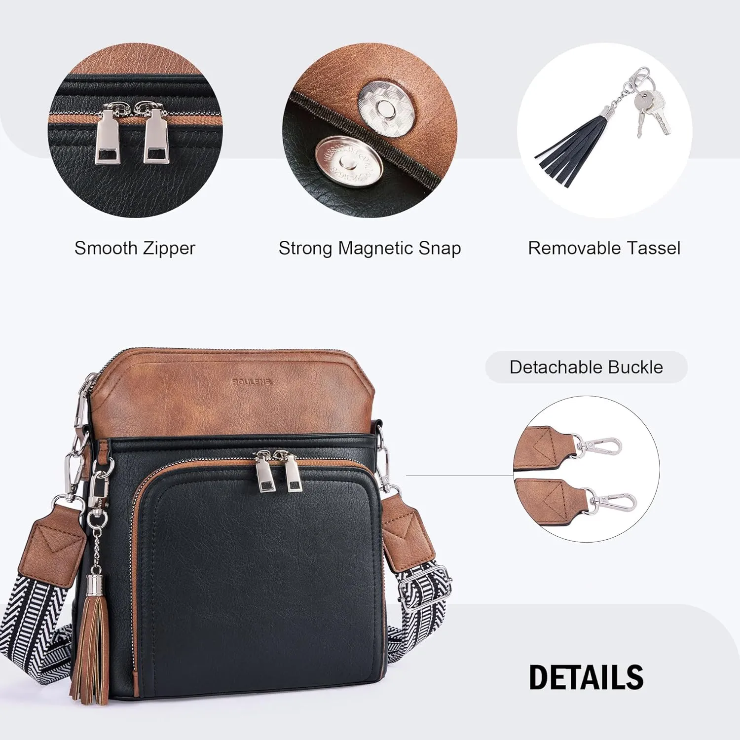 Crossbody Purse for Women,Lightweight Medium Crossbody Bag Soft Leather Women's Shoulder Handbags with Tassel