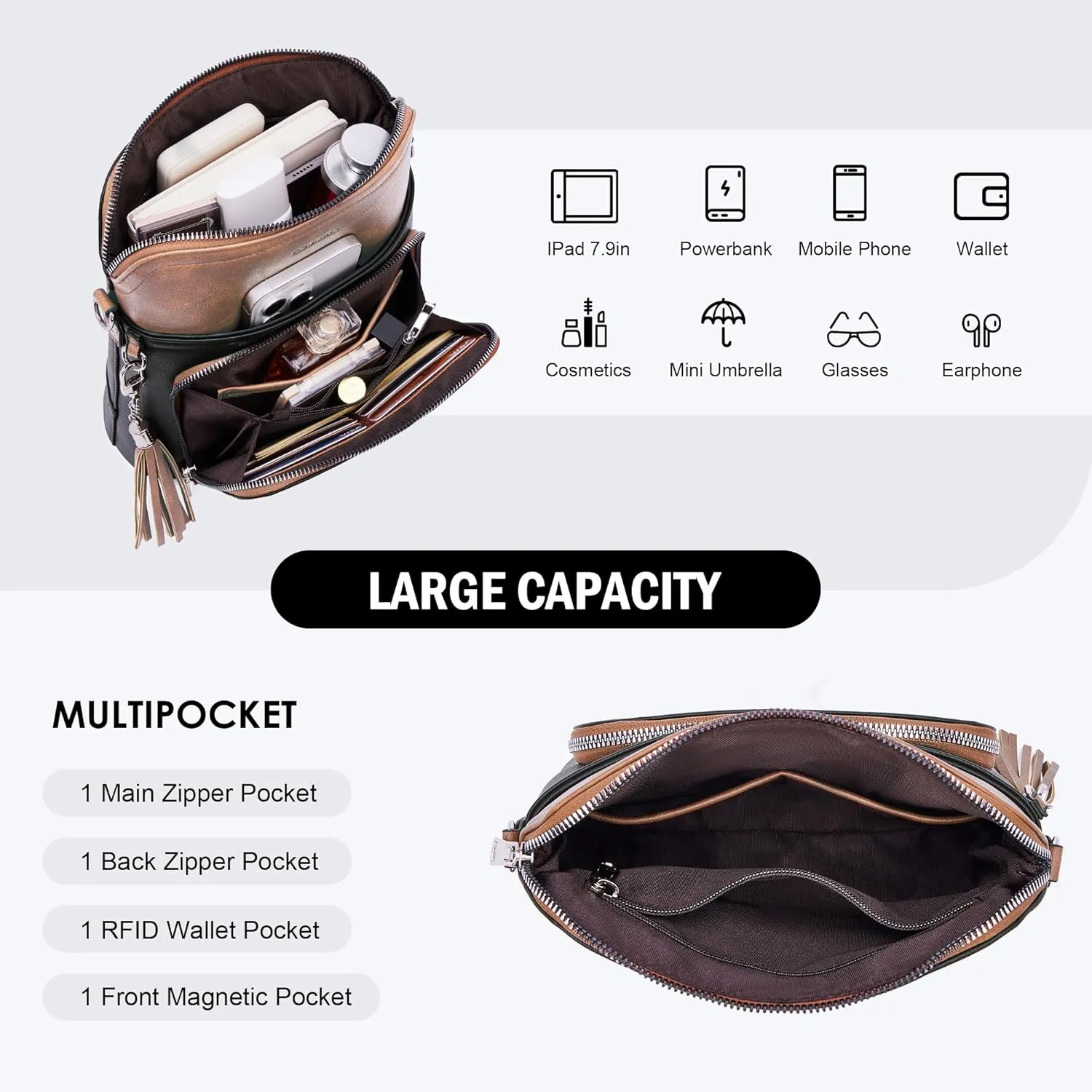 Crossbody Purse for Women,Lightweight Medium Crossbody Bag Soft Leather Women's Shoulder Handbags with Tassel