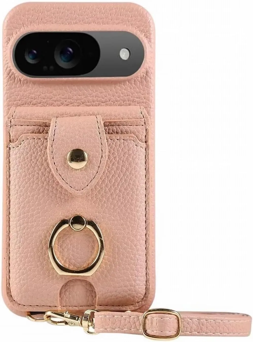Crossbody Ring Stand Mirror Wallet Case with Card Holder for Google Pixel 8 A – Leather Protective Cover