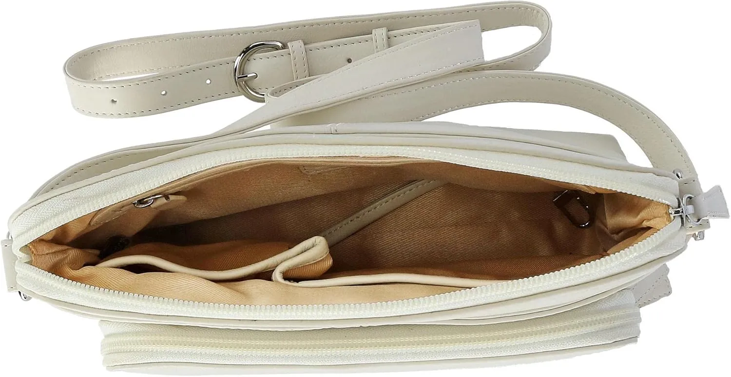 CTM® Women's Leather Shoulder Bag Purse with Side Organizer