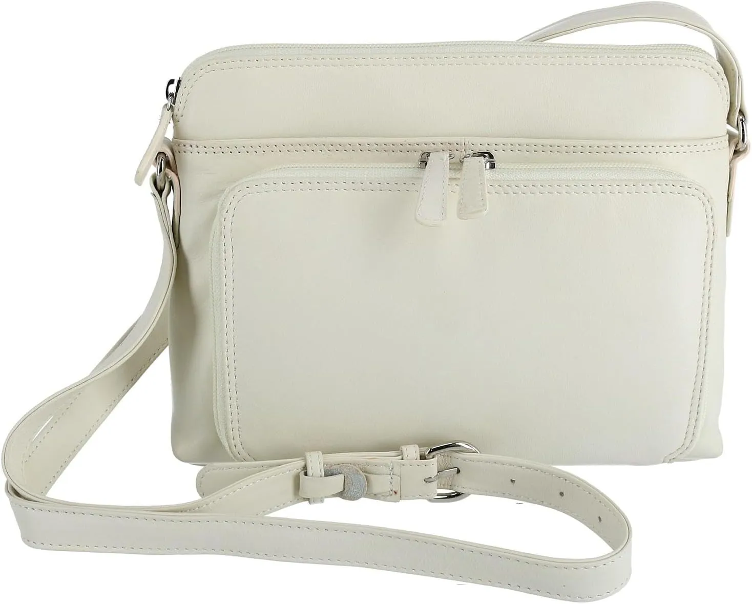 CTM® Women's Leather Shoulder Bag Purse with Side Organizer