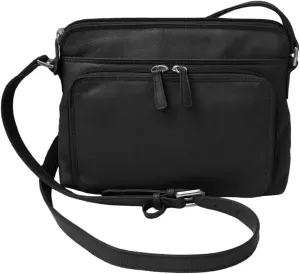 CTM® Women's Leather Shoulder Bag Purse with Side Organizer