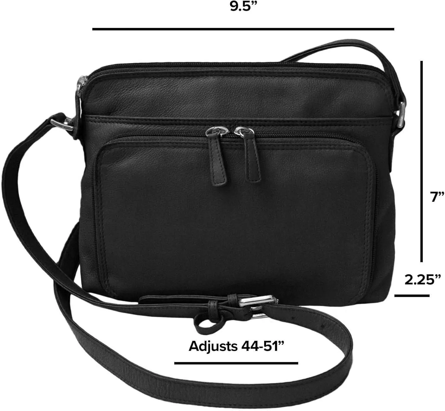 CTM® Women's Leather Shoulder Bag Purse with Side Organizer