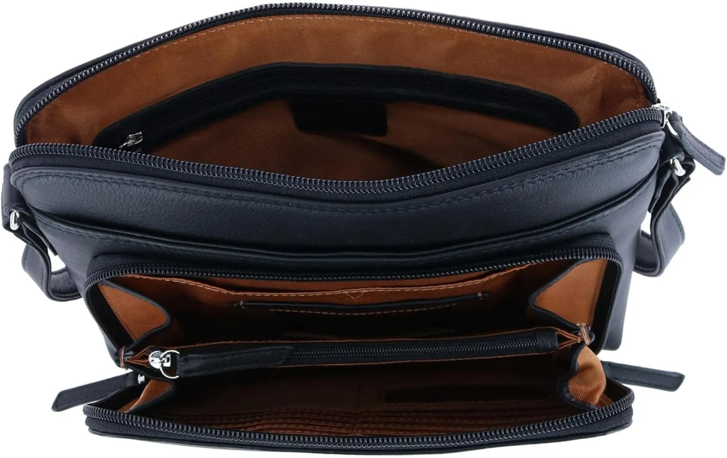 CTM® Women's Leather Shoulder Bag Purse with Side Organizer