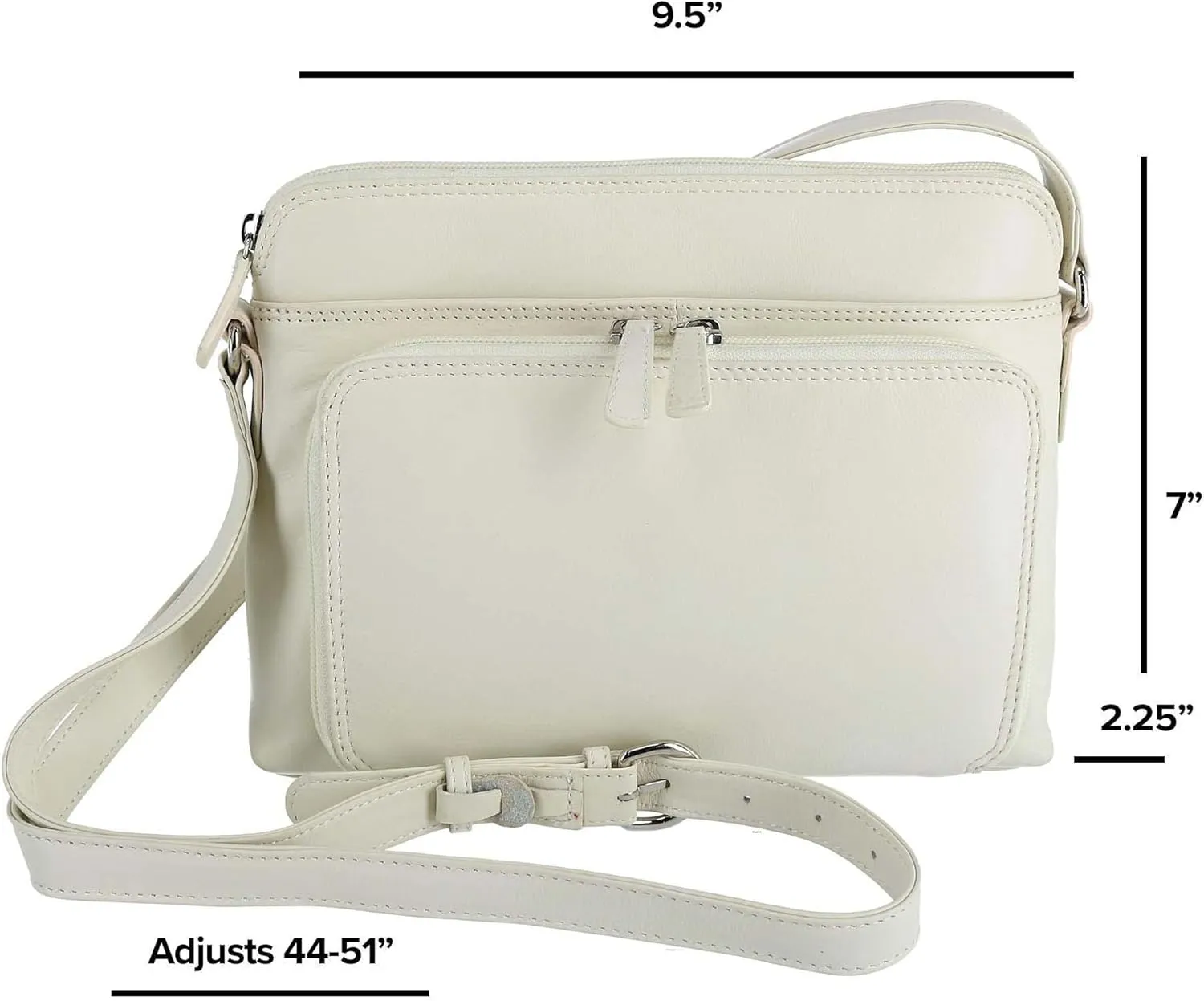 CTM® Women's Leather Shoulder Bag Purse with Side Organizer