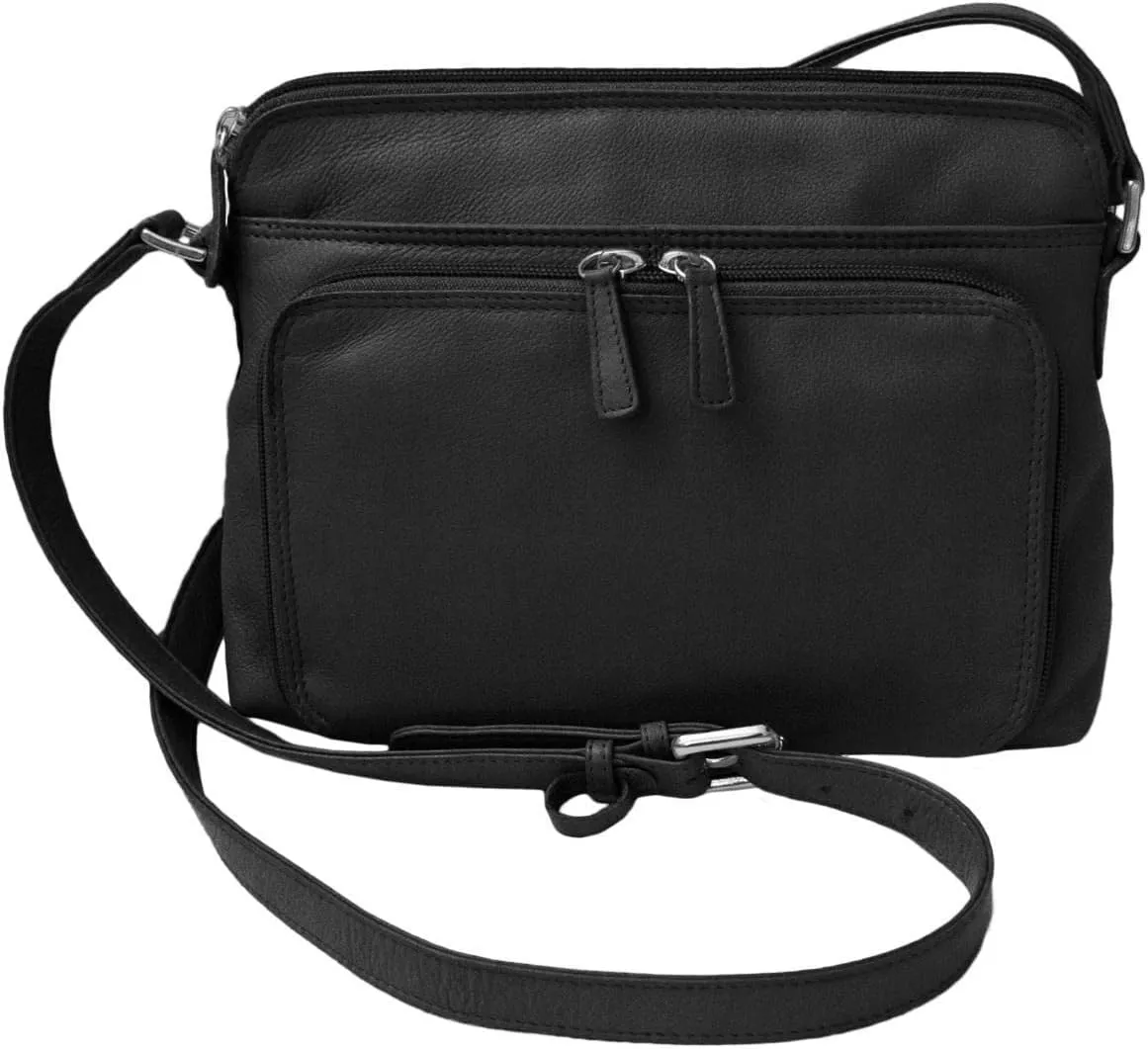 CTM® Women's Leather Shoulder Bag Purse with Side Organizer