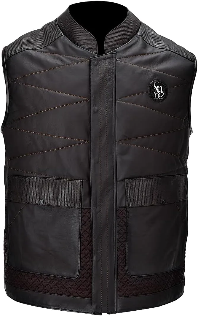 Cuadra Men's Authentic Ovine Leather Vest Dark Brown H354COB