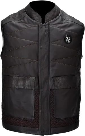 Cuadra Men's Authentic Ovine Leather Vest Dark Brown H354COB