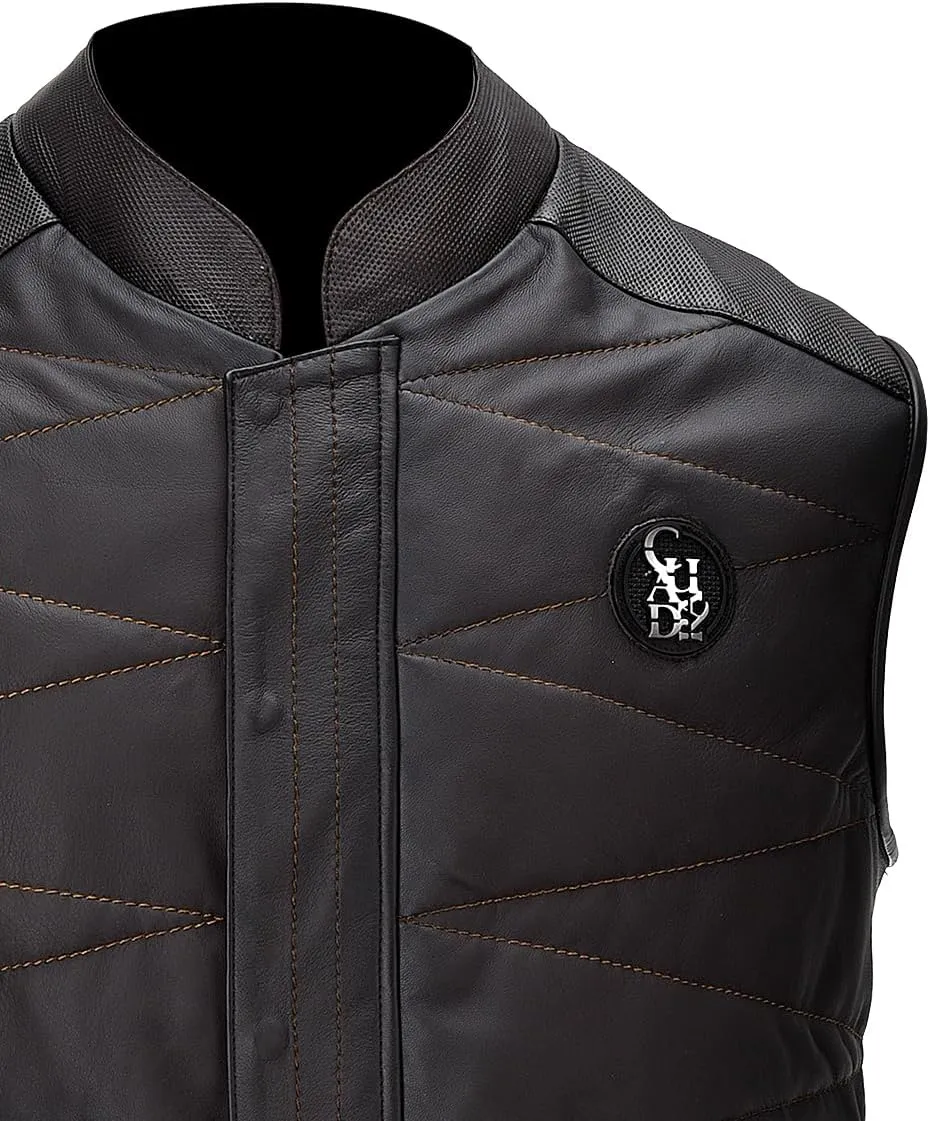 Cuadra Men's Authentic Ovine Leather Vest Dark Brown H354COB