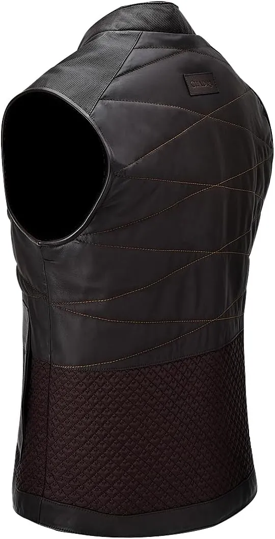 Cuadra Men's Authentic Ovine Leather Vest Dark Brown H354COB