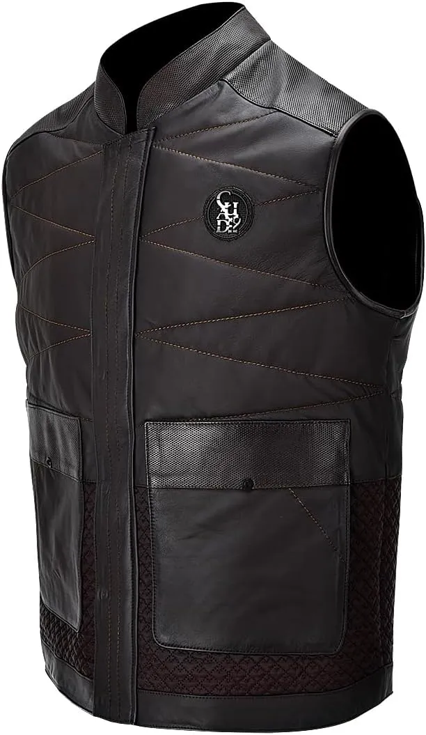Cuadra Men's Authentic Ovine Leather Vest Dark Brown H354COB