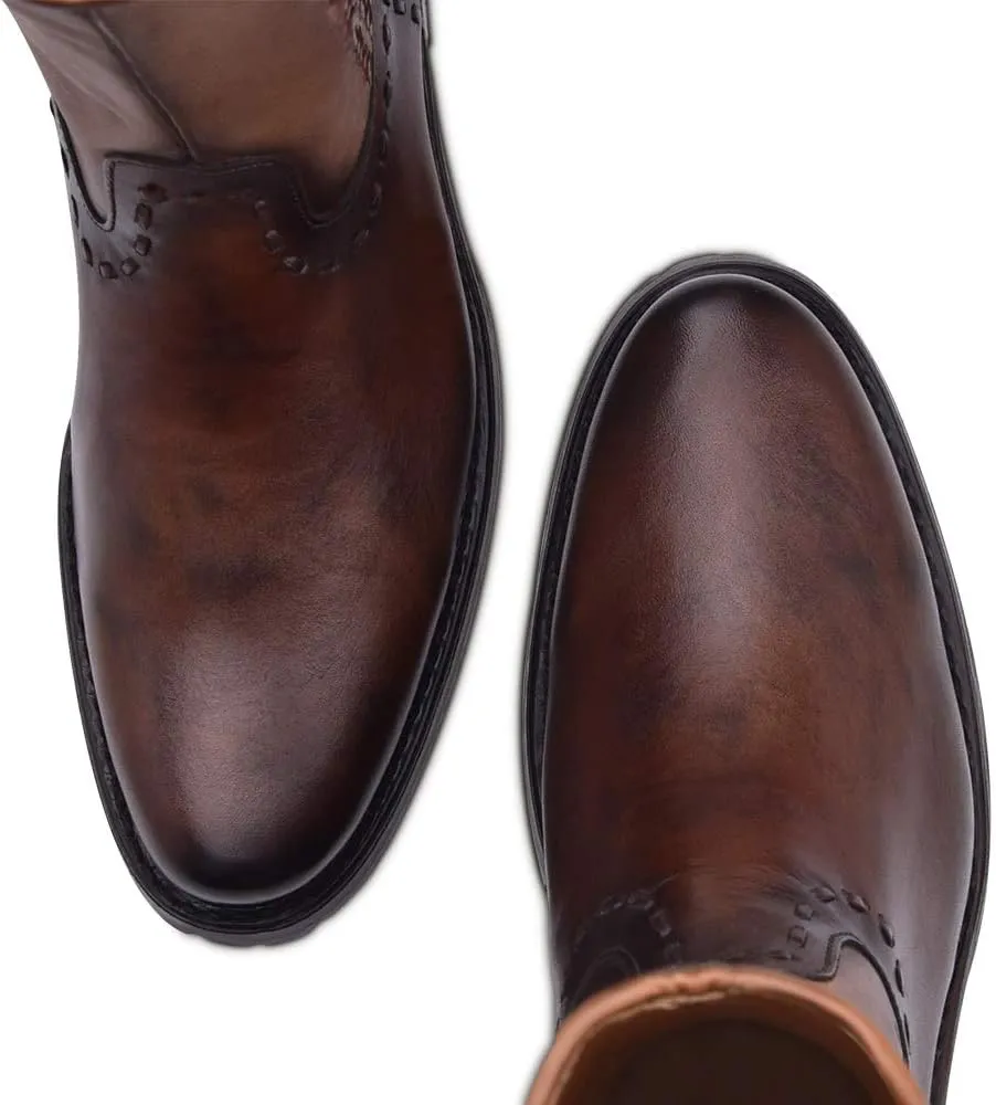 Cuadra Men's Boot in Genuine Leather with Zipper Brown