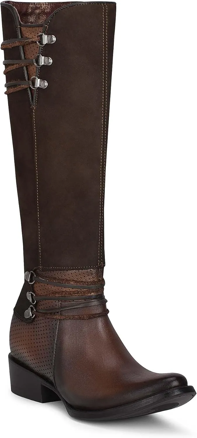 Cuadra Women's Tall Boot in Genuine Leather with Zipper Brown