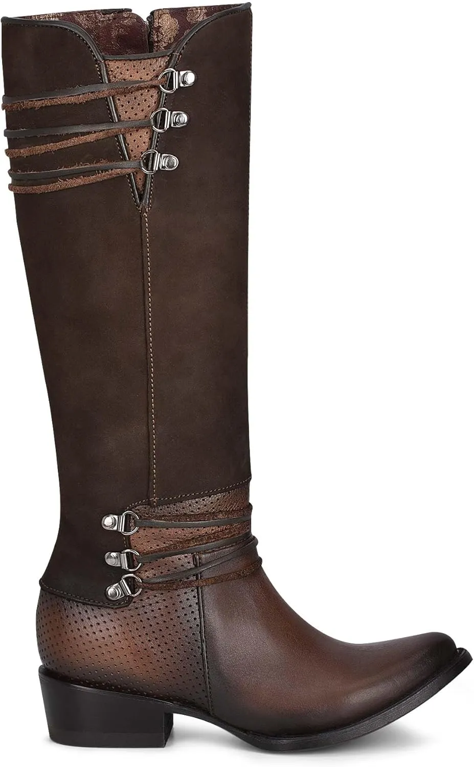 Cuadra Women's Tall Boot in Genuine Leather with Zipper Brown