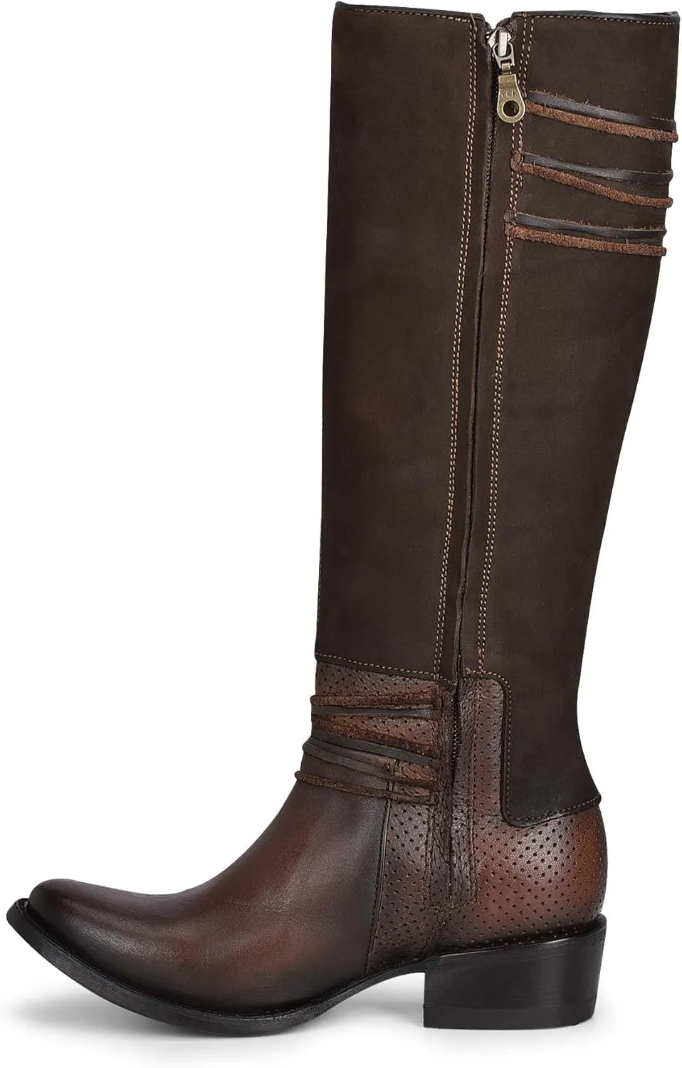 Cuadra Women's Tall Boot in Genuine Leather with Zipper Brown