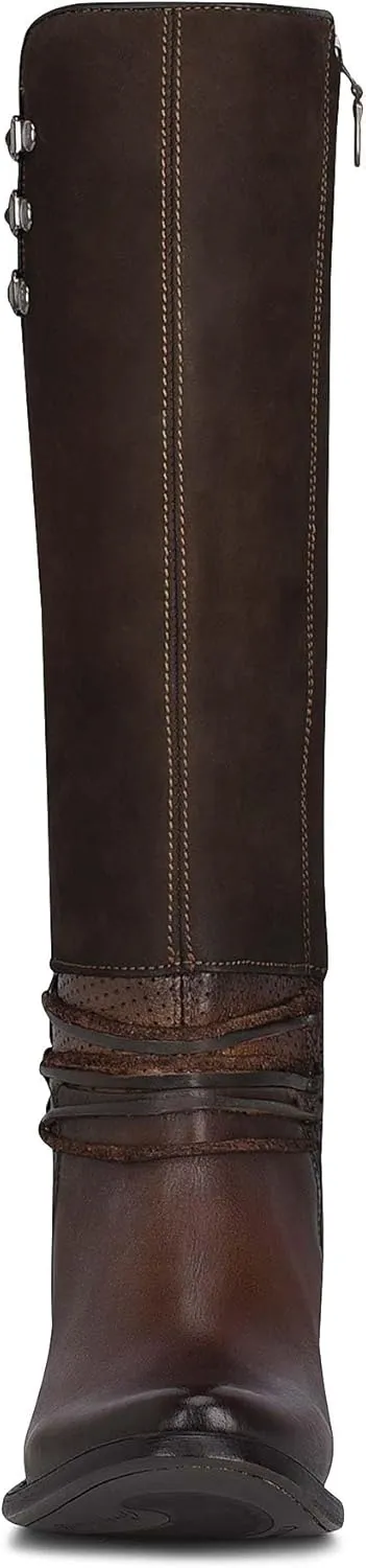Cuadra Women's Tall Boot in Genuine Leather with Zipper Brown
