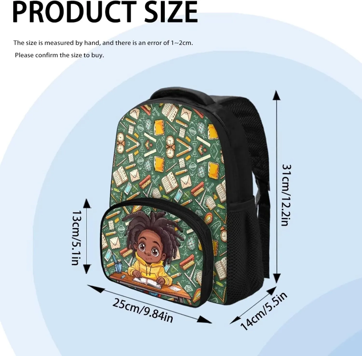 Custom African American Boys Print Toddler Backpack for Boy Math Pattern Preschool Bag Personalized Kid's Name Bookbag