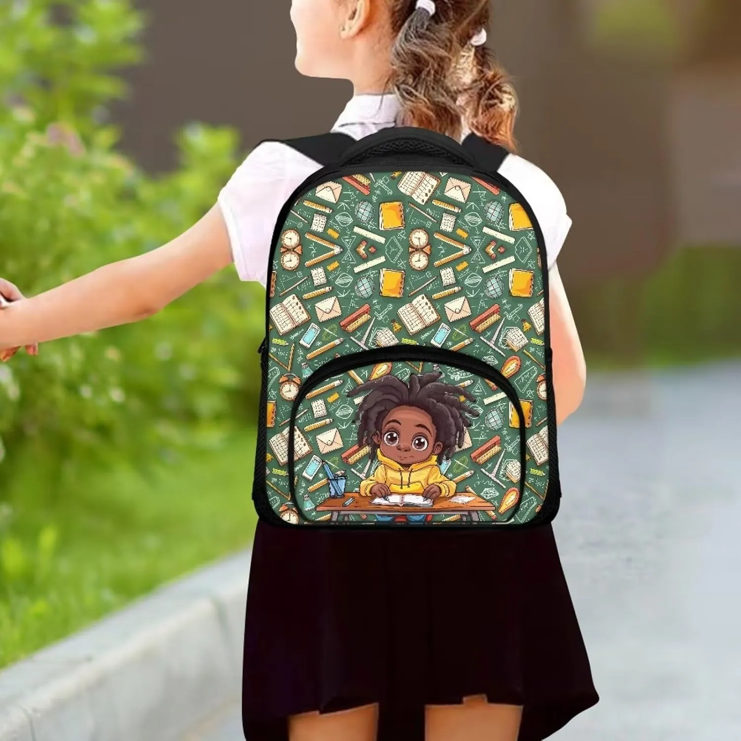 Custom African American Boys Print Toddler Backpack for Boy Math Pattern Preschool Bag Personalized Kid's Name Bookbag