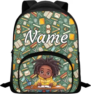 Custom African American Boys Print Toddler Backpack for Boy Math Pattern Preschool Bag Personalized Kid's Name Bookbag