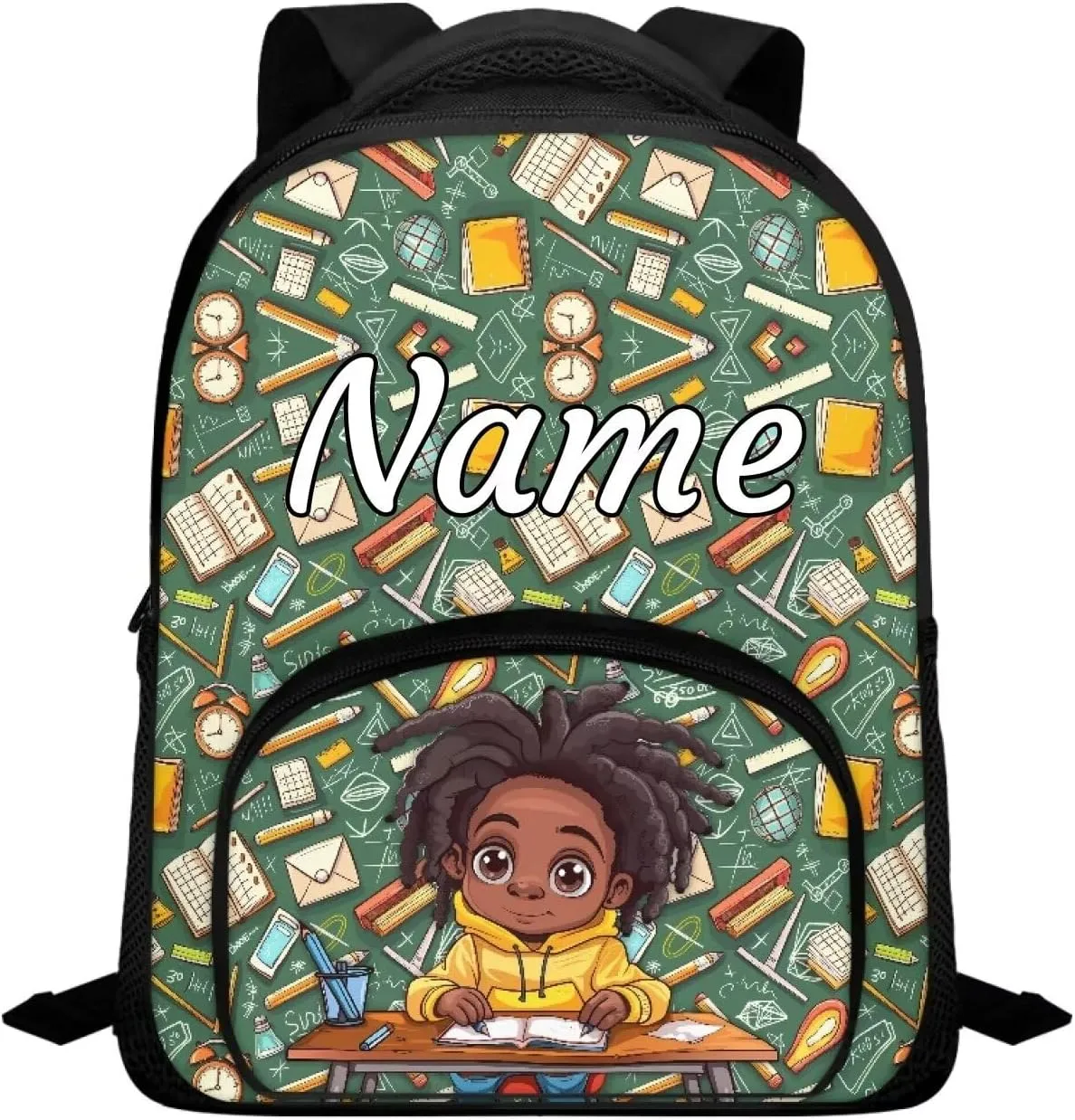 Custom African American Boys Print Toddler Backpack for Boy Math Pattern Preschool Bag Personalized Kid's Name Bookbag