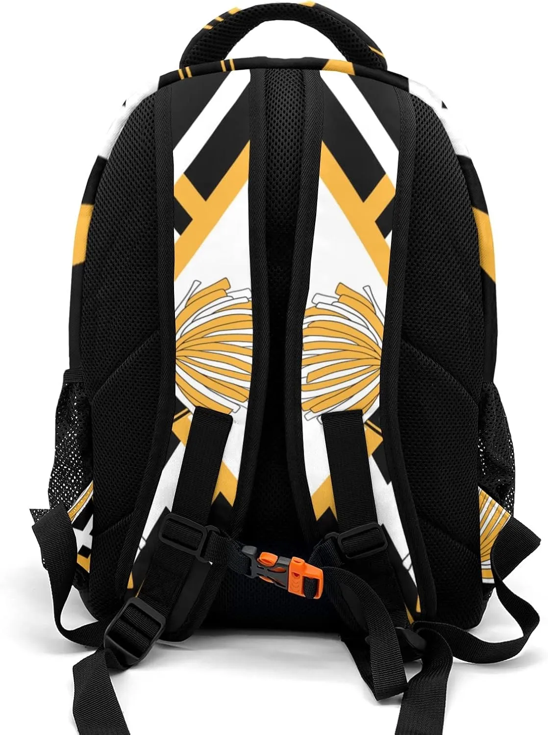 Custom Cheerleaders Backpack Custom Name Large Capacity Shoulder Bags for Sports Party Cheer Pom Gold Yellow Black White