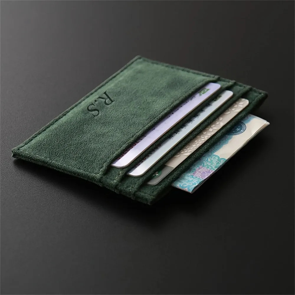 Custom Engraved Ultra-Thin Faux Leather Card Holder