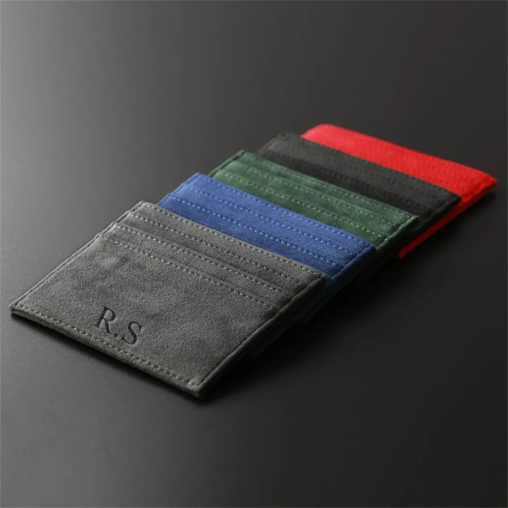 Custom Engraved Ultra-Thin Faux Leather Card Holder
