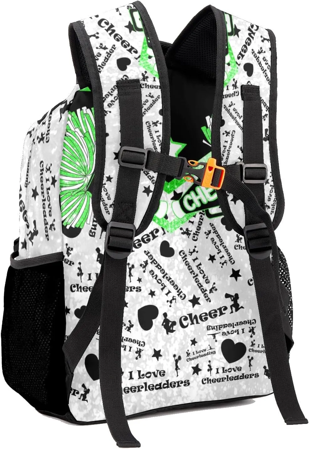 Custom Student Bag Gifts with Name Cheer Green Cheerleader Kids' Backpack Large Capacity Shoulder Bookbag Casual Bag for Teens