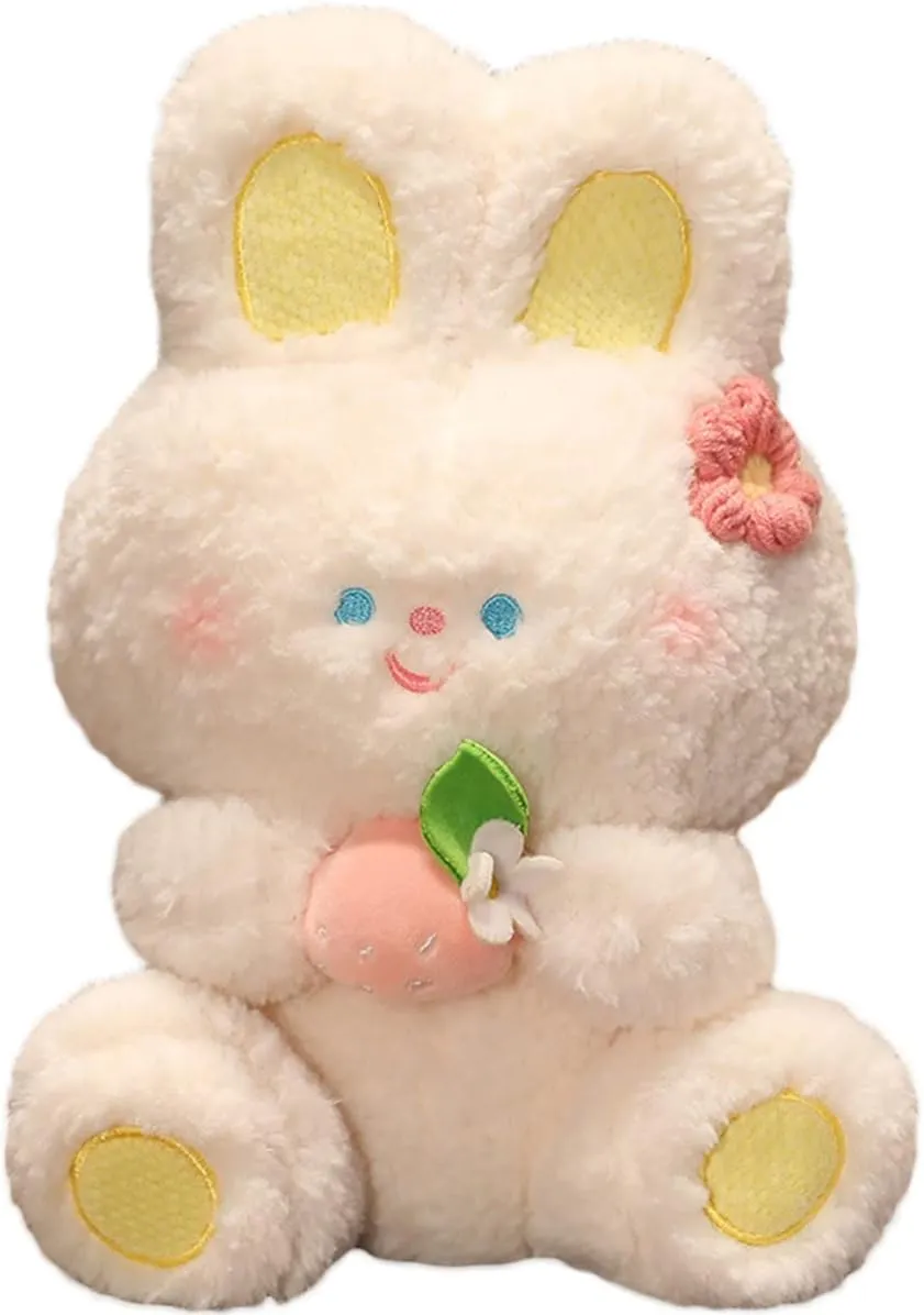 Cute 21.7in Bunny Plush Stuffed Animal Pillow: Soft Cuddle Rabbit Animals Hugging Pillow with Strawberry Toy Doll, Kawaii Bunny Plushie for Sleeping Bedroom Funny Gifts for Girls Boys