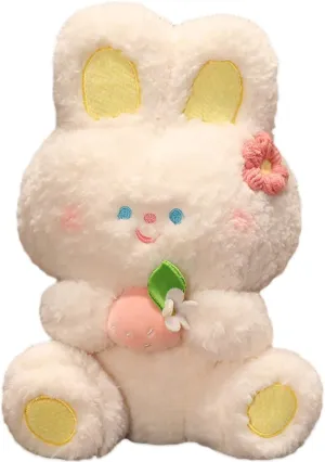 Cute 21.7in Bunny Plush Stuffed Animal Pillow: Soft Cuddle Rabbit Animals Hugging Pillow with Strawberry Toy Doll, Kawaii Bunny Plushie for Sleeping Bedroom Funny Gifts for Girls Boys
