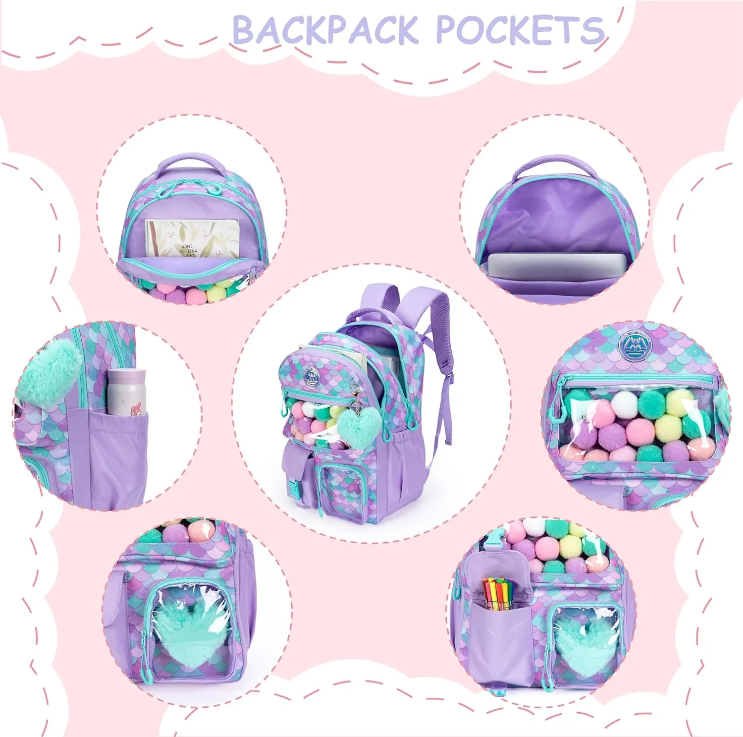 Cute Backpack for Girls Aesthetic Backpack School Backpack for Girls Backpack with Lunch Box Back to School Supplies