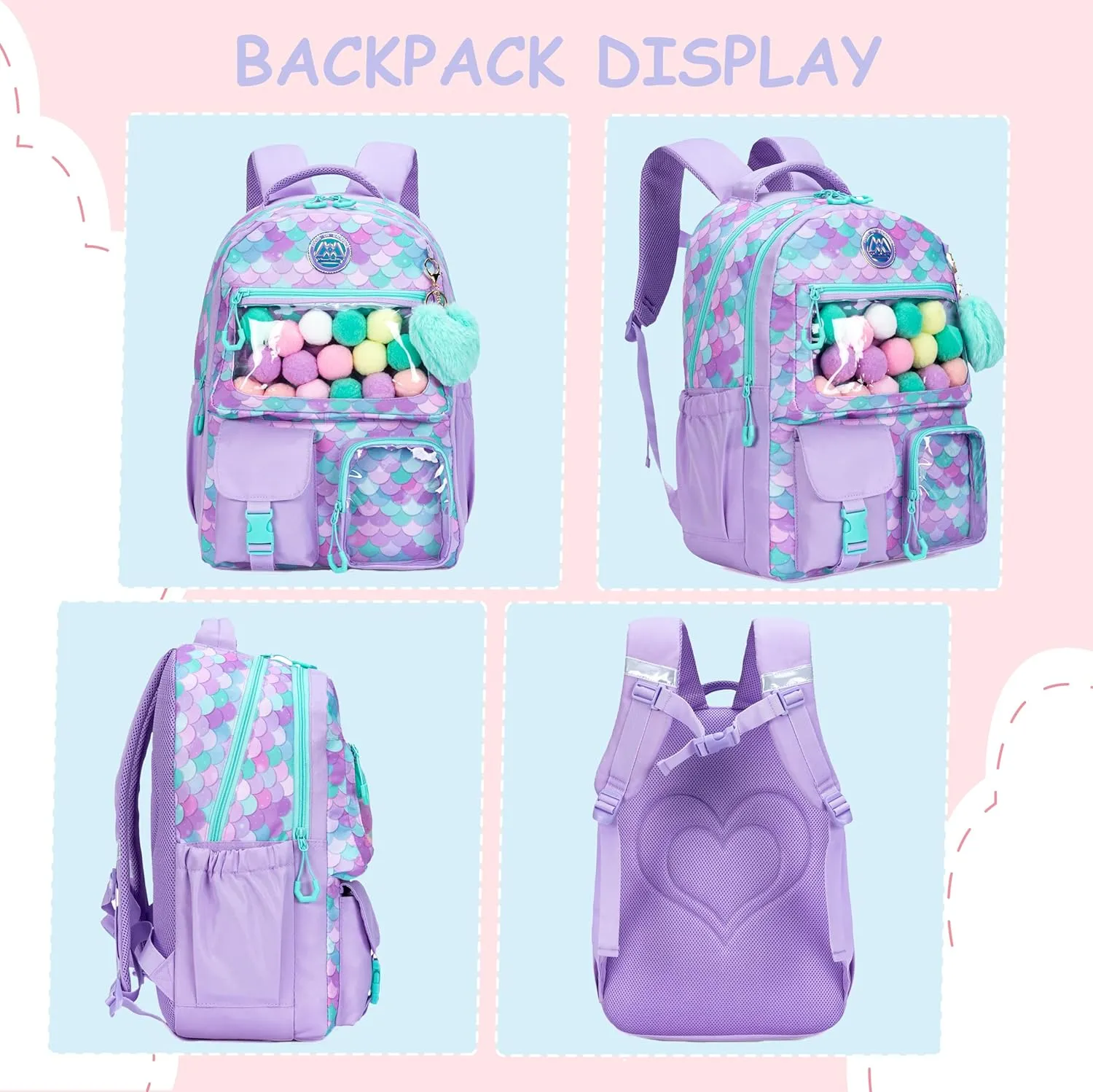 Cute Backpack for Girls Aesthetic Backpack School Backpack for Girls Backpack with Lunch Box Back to School Supplies