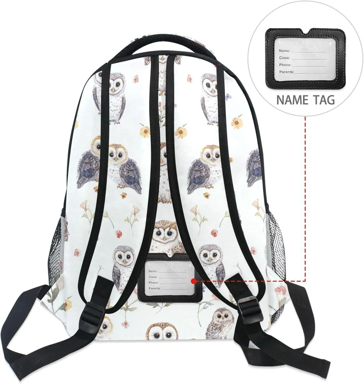 Cute Backpack for Teens Boys Girls Waterproof Stylish Travel Bags with Chest Strap for Travel Trip Cartoon Cute Owl White