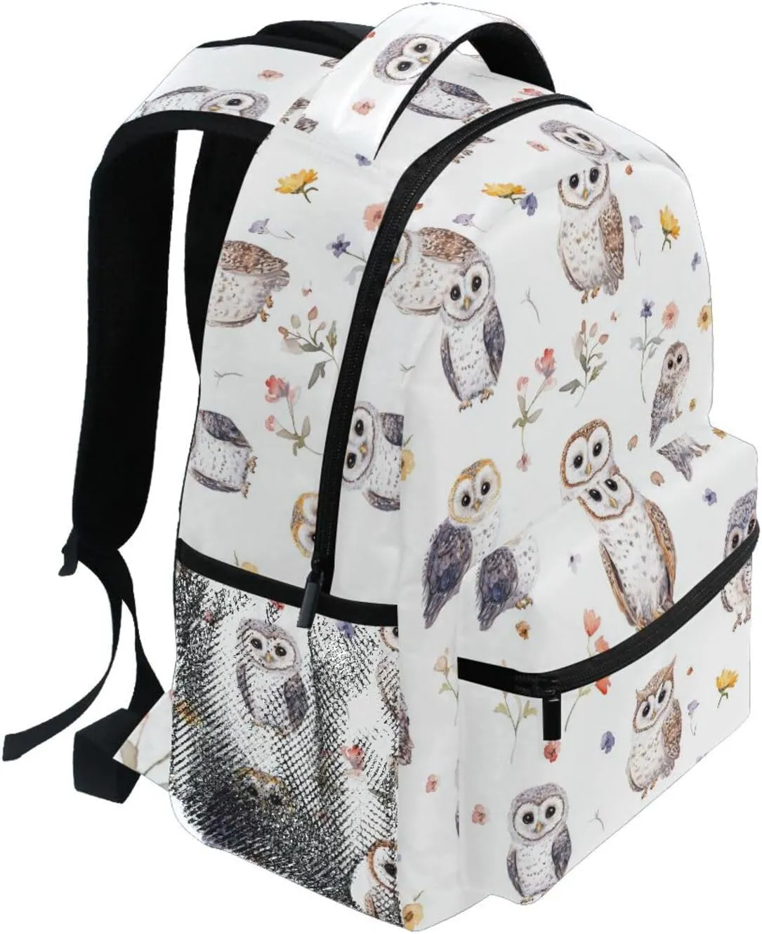 Cute Backpack for Teens Boys Girls Waterproof Stylish Travel Bags with Chest Strap for Travel Trip Cartoon Cute Owl White