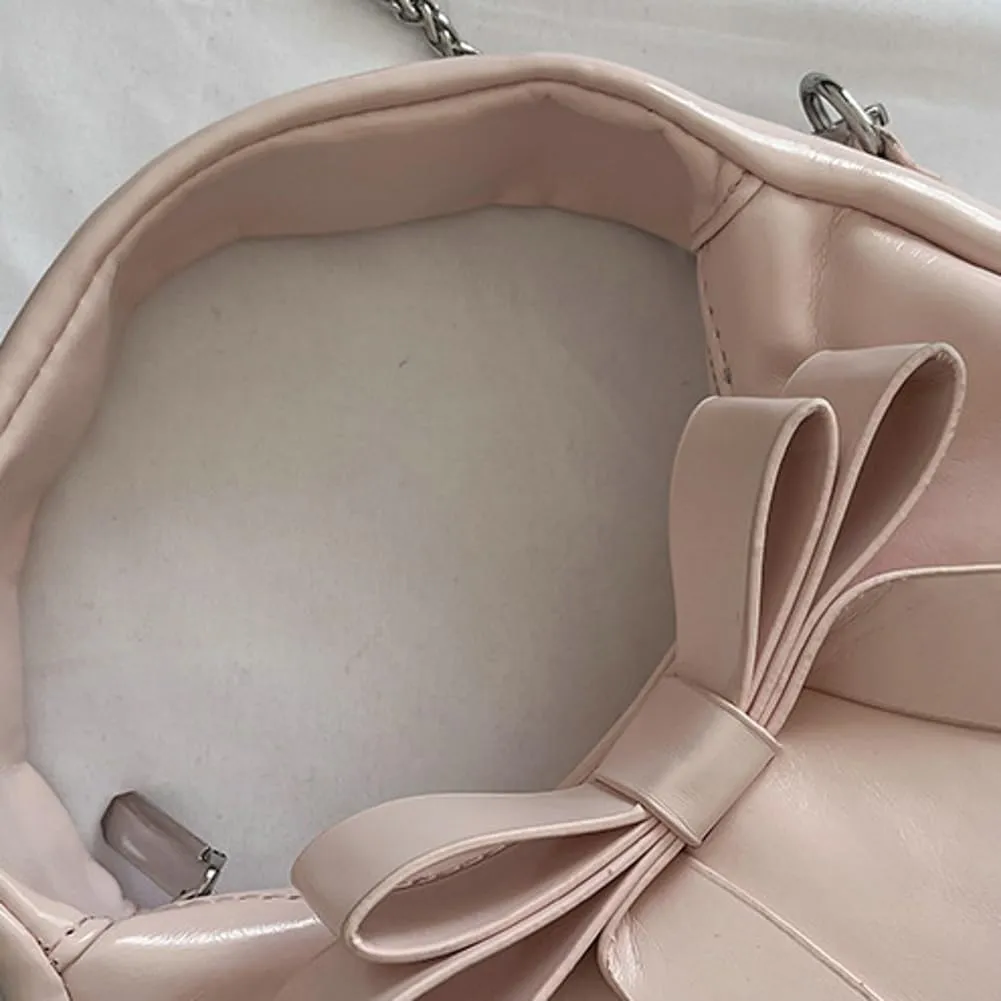 Cute Bow Knot Small Purses for Women Tote Bags with Over-Shoulder Strap Top-Handle Bag Satchel for Daily Life